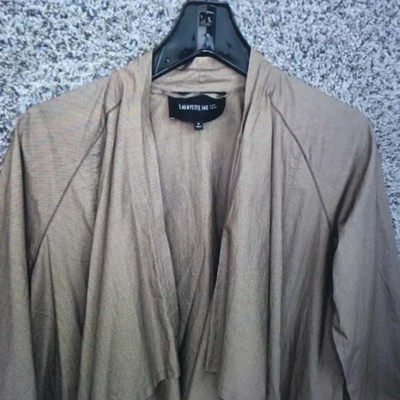 Lightweight Draped Brown Open-Front Jacket - Picture 4 of 8